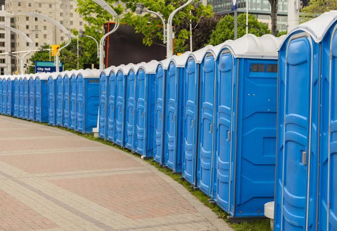 Seasonal porta potty units set up at a Myrtle Beach, South Carolina venue