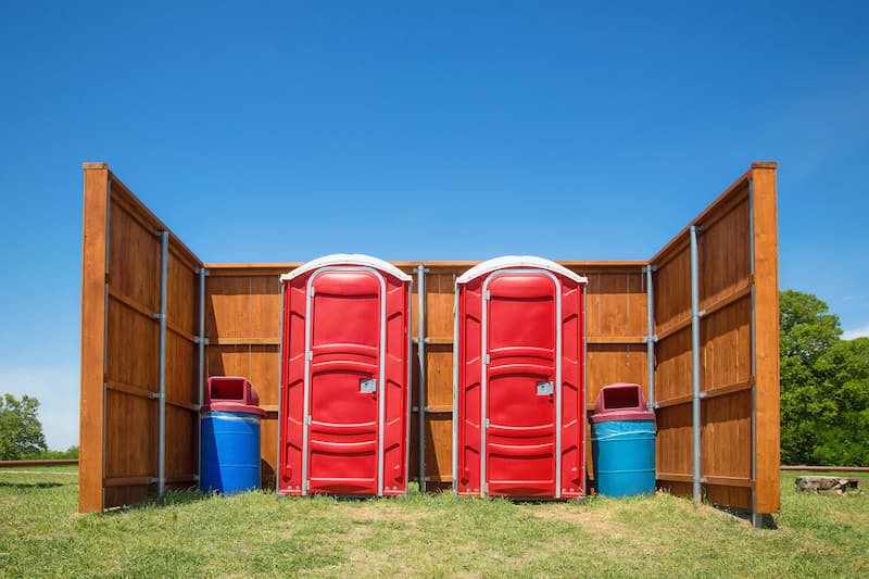 Short-term porta potty units staged for delivery in Myrtle Beach, South Carolina